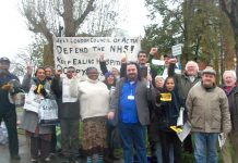 The 50-strong mass picket of Ealing Hospital yesterday morning was joined by nurses and doctors