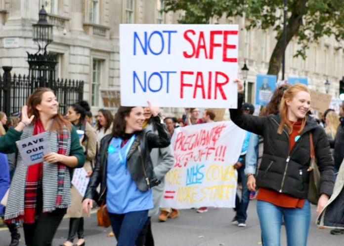 Junior doctors marching last month through central London against the imposition of a new contract forcing them to work unsafe and unfair hours and a big cut in their pay