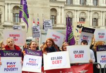 Part of the 500-strong demonstration by student nurses opposing the introduction of tuition fees