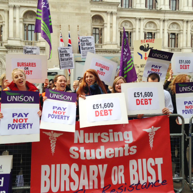 Part of the 500-strong demonstration by student nurses opposing the introduction of tuition fees