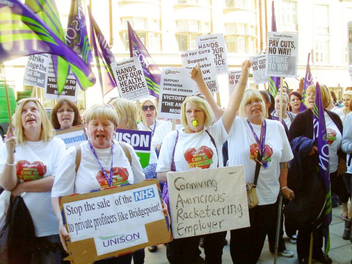 Doncaster carers during their 90 days of strike action last year against privateer Care UK