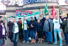 RMT rally outside Clapham Common Tube yesterday morning insisted that Glen Hart will be defended against any attempt at victimisation by management