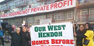 West Hendon tenants fighting for council housing – the government is now planning mass evictions of council tenants