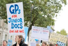 GPs show their support for junior doctors on the march in London on October 17th