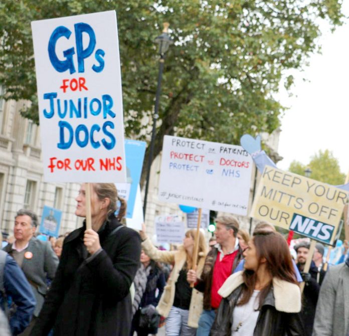 GPs show their support for junior doctors on the march in London on October 17th