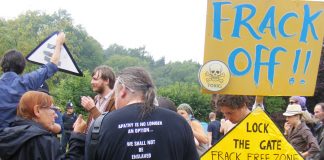 Anti-fracking protes in Balcombe, West Sussex. Ninety-three licences have been given to explore 159 blocks of land in Britain