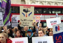 Student nurses demanding their bursaries be maintained demonstrated outside Richmond House on December 2nd