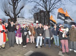The turnout at the Ealing Hospital mass picket on Christmas Eve grew and grew with Charlie Chaplin joining in