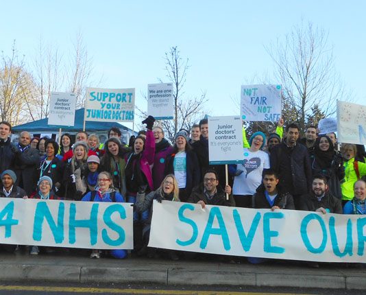 A 200-strong picket line at Northwick Park Hospital in Harrow