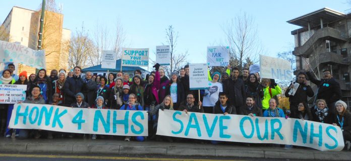 A 200-strong picket line at Northwick Park Hospital in Harrow