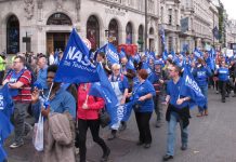 Teachers marching on a TUC demonstration against Tory policies