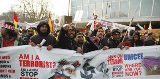 Demonstration in London in January 2009 against the Sri Lankan army massacre of Tamil civilians