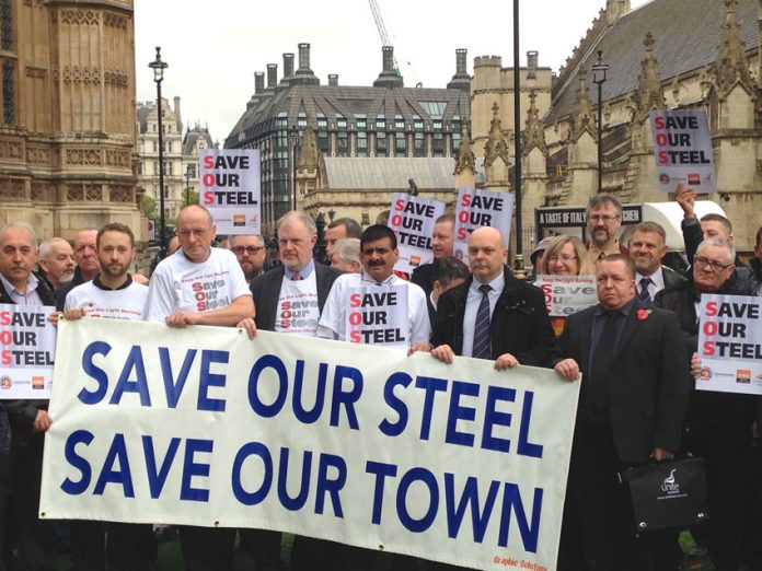 Steelworkers from Port Talbot, Teesside, Lincolnshire and Yorkshire lobbied parliament on October 28th. Many of them called for occupations and a national strike to secure the nationalisation of the steel industry