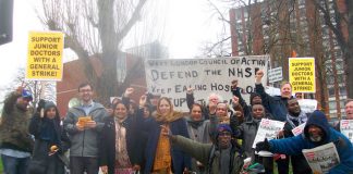 Yesterday’s lively mass picket of Ealing Hospital of over 50 local residents, health workers and supporters to stop department closures