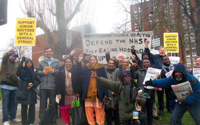 Yesterday’s lively mass picket of Ealing Hospital of over 50 local residents, health workers and supporters to stop department closures