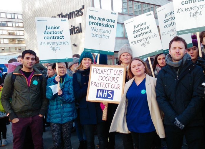 Junior doctors, health workers and supporters joined the mass picket outside St Thomas’ Hospital during the January 12th nationwide strike – they are out again on February 10th