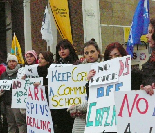 Demonstration in Wembley against Copland Community School being forced to become an Academy