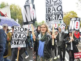 Demonstration in London against the war in Iraq and Syria