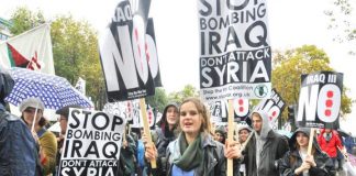 Demonstration in London against the war in Iraq and Syria