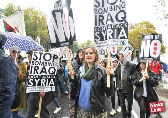 Demonstration in London against the war in Iraq and Syria