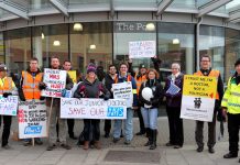 Junior doctors joined by ambulance workers and supporters on a picket line in Norwich during their last strike on December 12th