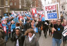 A section of Saturday’s 7,000-strong junior doctors march against Tory-imposed contracts