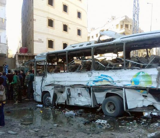 Devastation after terrorists blew bombed a bus station in Sayyeda Zainab suburb of Damascus – the Syrian opposition at the Geneva talks refused to issue a condemnation of the crime