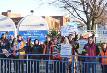 Junior doctors, NHS workers and supporters outside Sheffield’s Northern General Hospital on the second day of strike action