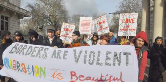 Valentine’s Day ‘Love Not Razor Wire’ protest outside the French embassy in London against the treatment of refugees in Calais