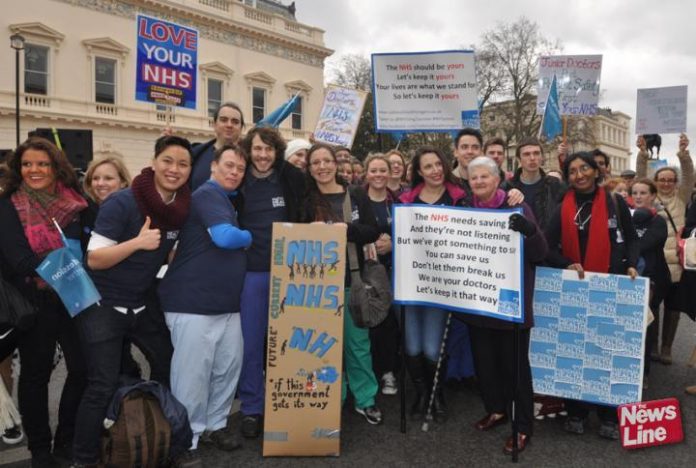 Junior doctors demonstrating three days before their last strike which won mass support