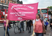 Lecturers at Lambeth College marching through Brixton during their strike action last year