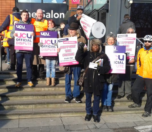 Unison and UCU strikers on the picket line at the College of North East London carrying out a one-day strike action against the proposal to continue with a pay freeze