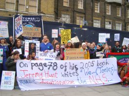 Junior doctors were joined by other public sector workers as they assembled in Whitechapel for Thursday evening’s march
