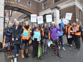 Bma & Teachers Unions Lead Condemnation Of The Tory Budget Striking junior doctors on the picket line at St Mary’s Hospital in Paddington on March 10th
