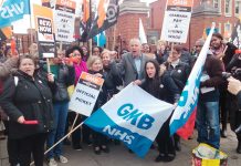 The 60-strong picket outside the Maudsley hospital was rock solid with vuvuzelas and whistles – strikers shouted: ‘Ten pounds an hour!’