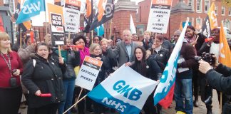 The 60-strong picket outside the Maudsley hospital was rock solid with vuvuzelas and whistles – strikers shouted: ‘Ten pounds an hour!’