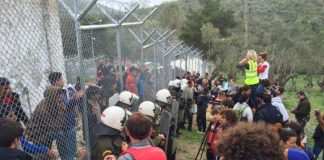 Refugees in the Moria camp are in a prison until they are to be moved out of Greece by the police and army. Photo credit: left.gr