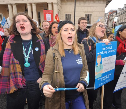 Junior doctors demonstrate in the lead-up to their second strike. Their fourth strike takes place this week – they will not accept imposition