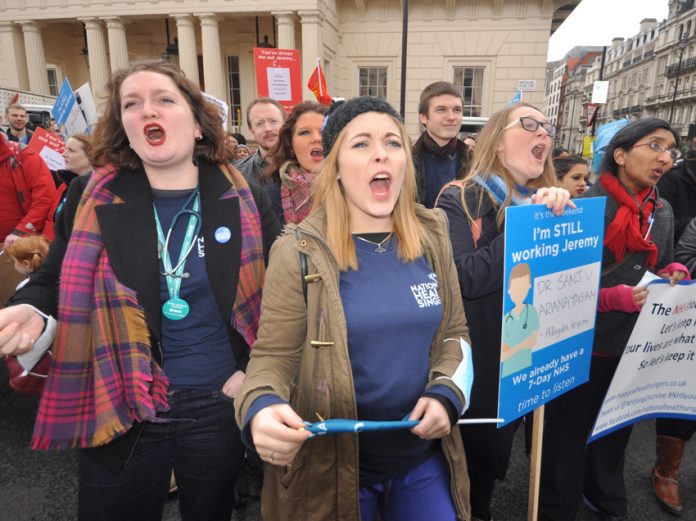 Junior doctors demonstrate in the lead-up to their second strike. Their fourth strike takes place this week – they will not accept imposition
