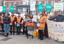 Teachers from Sunny Hill school in Southwark joined striking junior doctors on the picket line at Maudsley Hospital in Camberwell yesterday