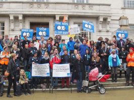 Mass rally of junior doctors and supporters outside Hackney Town Hall on the second day of their 48-hour strike