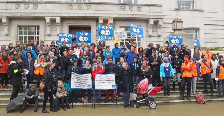 Mass rally of junior doctors and supporters outside Hackney Town Hall on the second day of their 48-hour strike