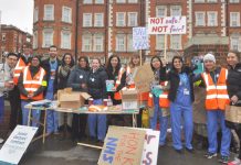 Junior doctors out in force on the picket line at Hammersmith Hospital in west London – they are escalating their strike against the Tories’ imposed contract