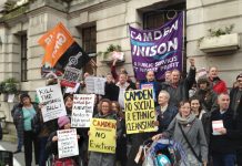 Local residents joined by trade unionists protested Monday night outside Camden Town Hall demanding ‘Kill the Housing Bill’