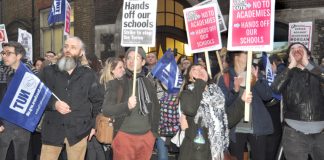 NUT and ATL members determined to defend state education lobbying against the mass forced academisation of schools