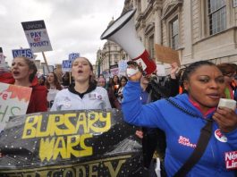 Student nurses fighting against the abolition of bursaries by the Tory government