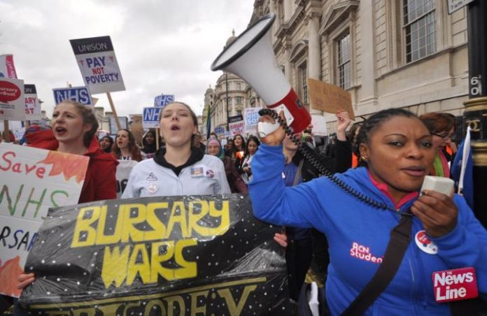 Student nurses fighting against the abolition of bursaries by the Tory government