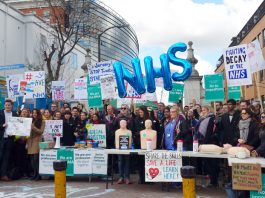Hundreds turned out to picket at King’s College Hospital in Camberwell