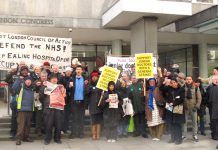 A section of the mass lobby of the TUC General Council yesterday, who had been asked by the PCS and FBU to call a Day of Action in support of junior doctors