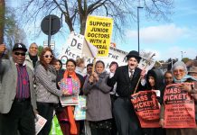 The 50-strong picket of Ealing hospital yesterday morning was presented with a gift by junior doctor Dr SHERGILL